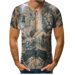 Brand Men's T-shirt Muscle Tattoos T Shirt Men Fashion Casual Top T-Shirt Cool Streetwear Short Sleeve Tshirt Oversized T-shirts