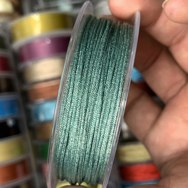 10M/lot Braided Macrame Silk Macrame Cord Rope Thread Wire 1mm DIY Chinese Knot Satin Bracelets Making Findings Beading