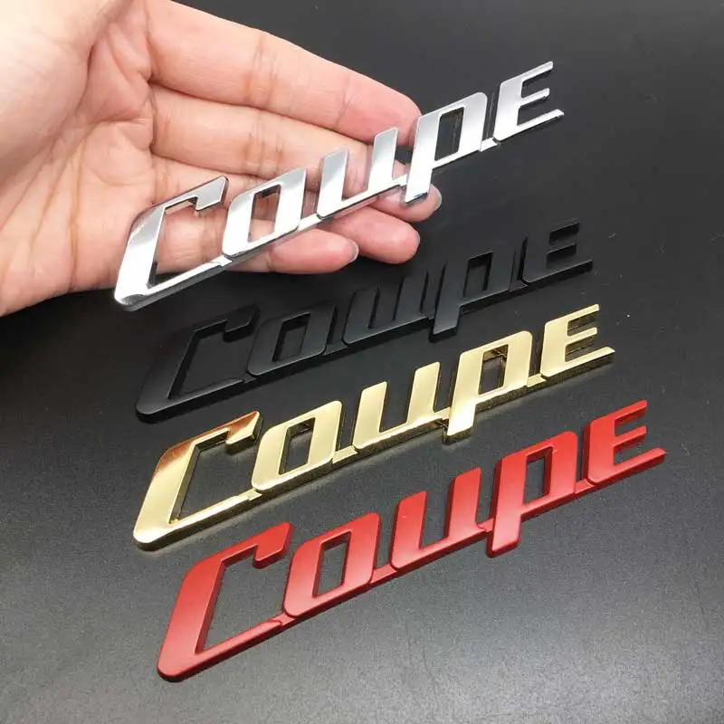 Car 3D Metal COUPE Logo Sticker For Renault KIA Toyota Nissan Honda Accessories Logo Car Body Trunk Emblems Badge Decal Sticker