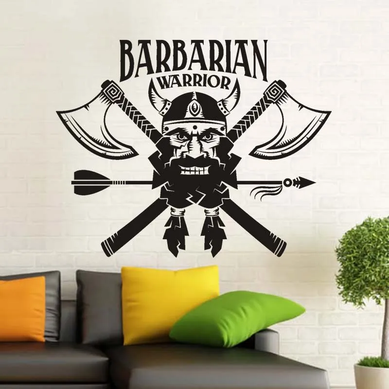 

Barbarian Warrior Axe Bow Wall Decal Wall Sticker, Vinyl Wall Art, Home Decor, Wall Mural Nursery Gift Bedroom Sea