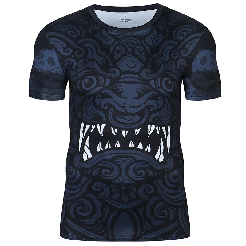 Men's Short sleeved Tight Sports Fitness T-shirt High Quality Training Wear Elastic Tight-fitting Clothing