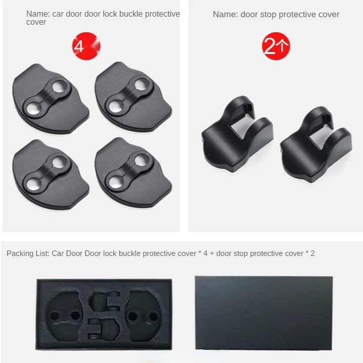 Luckeasy Auto Interior Modificatie Voor for Tesla Model 3  Car Deurslot Cover ABS Bescherming Cap 6 Stks/set