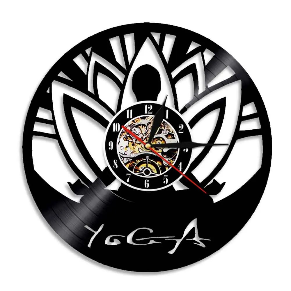 Yoga Self-knowledge Practice Vinyl Record Wall Clock Modern Design Hindu Philosophy Decorative Wall Clock Home Decor Watches