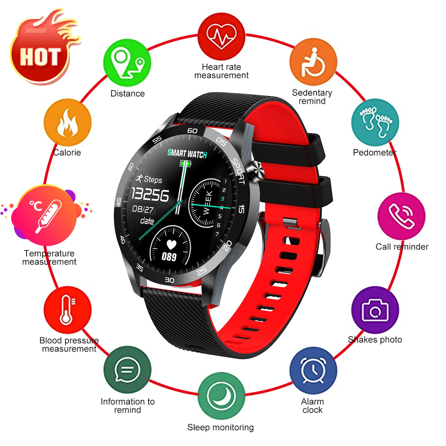 New Arrival Smart Bracelet Body Temperature Breathing Training Function Blood Oximeter Sports Bracelet Heart Rate Smart Watches