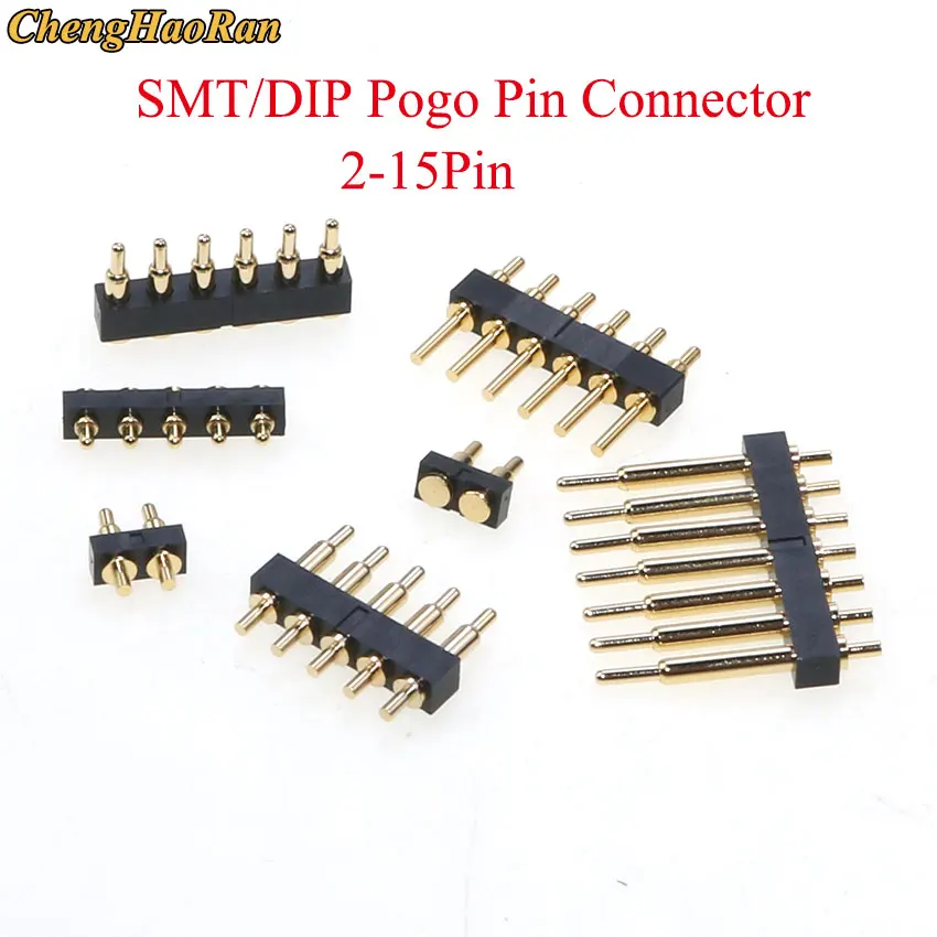 ChengHaoRan 1pcs SMT DIP Pogo Pin Connector Pogopin Battery Spring Loaded Contact Test Probe Power Charge Header Pins 2.54 Grid