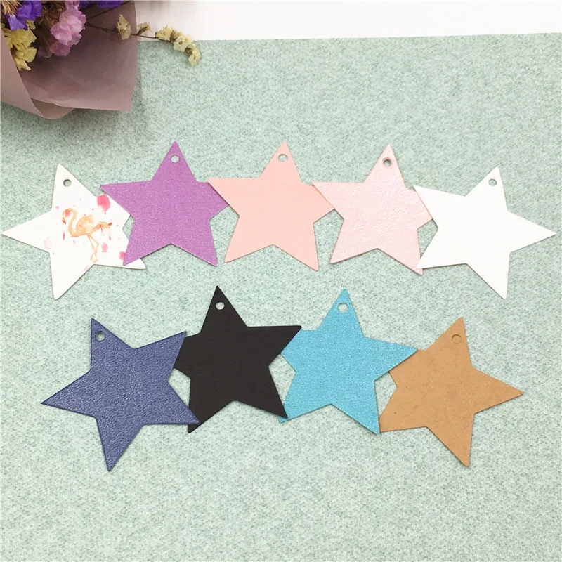 1000Pcs wholesale DIY Kraft Tags Labels Gift Wrapping Paper Hang Tags Five-pointed star shape Paper Cards Xmas Party Supplies