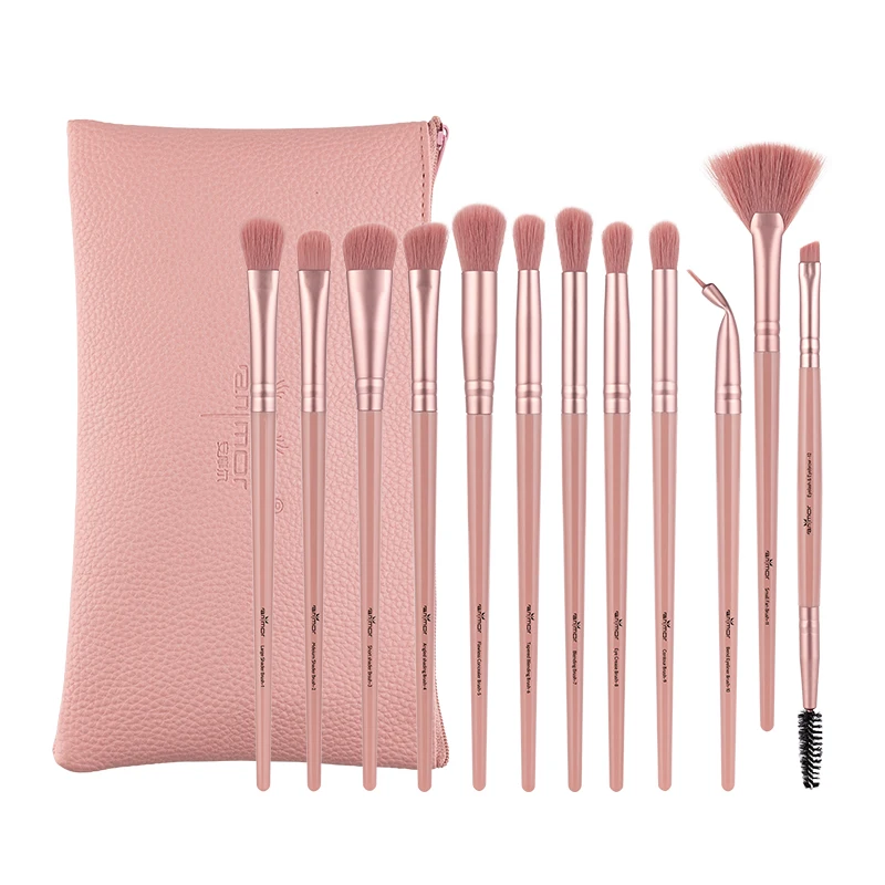 Anmor 12Pcs Makeup Brushes Set With Bag Professional Make Up Brush For Eyebrow Eyeshadow  Blending Tool Kit Portable Cosmetics