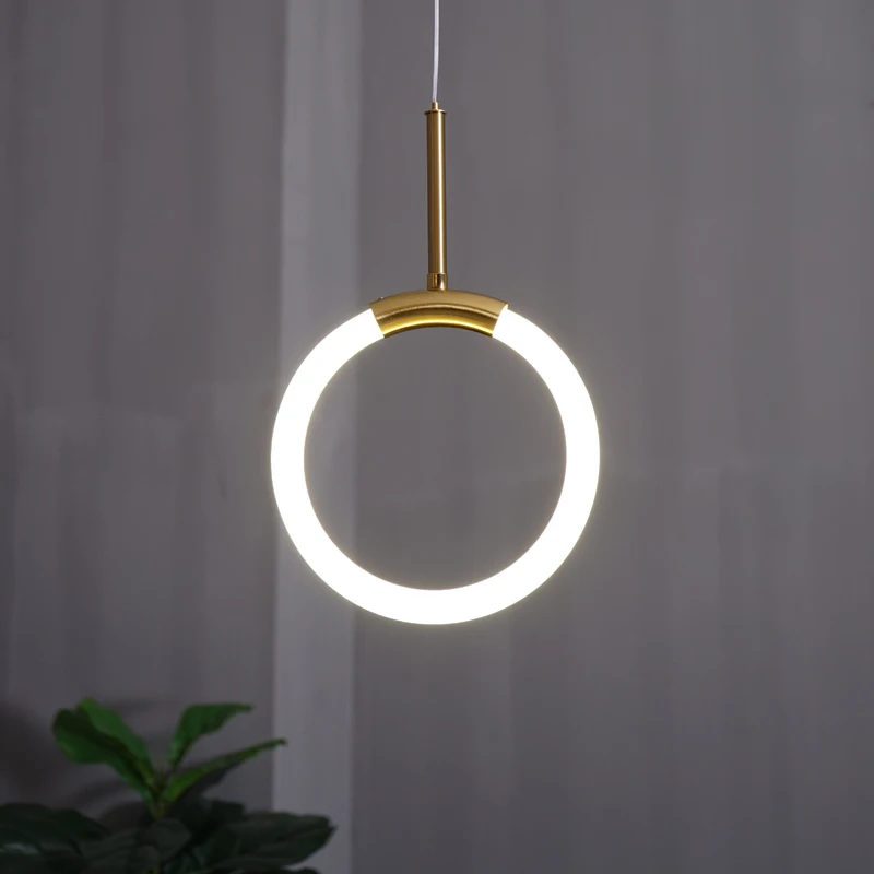 

Nordic Style Gold Pendant Lights Circle Ring Lamp Modern Energy Saving Tube lustre luminaire suspension Light Fixtures For home