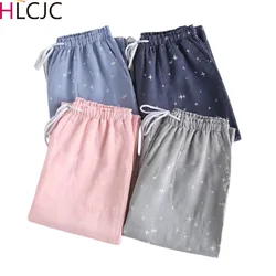 Spring Couples Cotton Gauze Sleep Pants Ladies Home Tie Pajama Pant Men's Bottom Pants Sleeping Pants Woman Pajama Bottoms