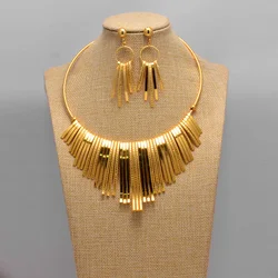 African jewelry set nigerian wedding For Women Bridal African Gold Color Jewelry Set Dubai Necklace Earrings Bride Gift