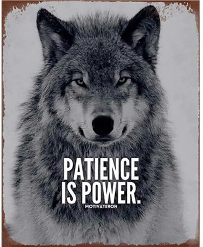 

Animal Metal Retro Best Garage Vintage Metal s Wolf Poster Style Wall Art Decor Patience is Power 12x8inch