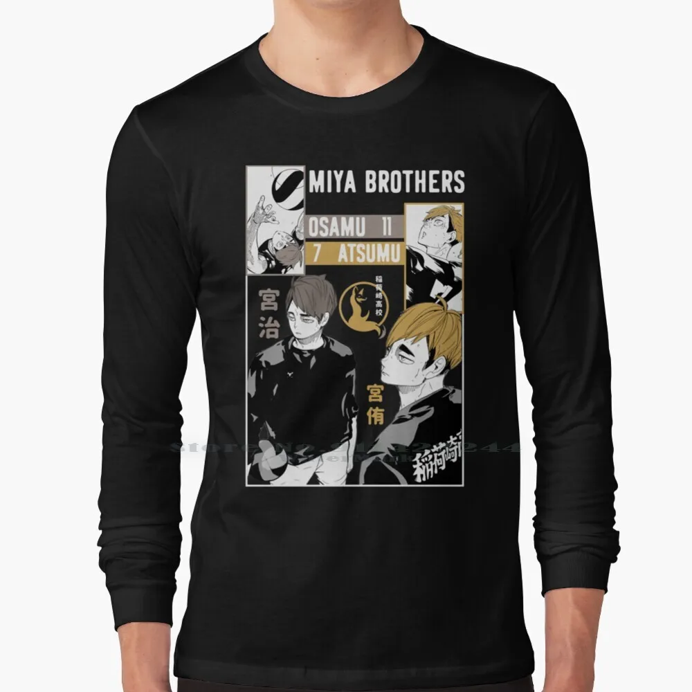 Miya Osamu And Miya Atsumu 100% Cotton Long Sleeve T Shirt Karasuno Tsukishima Hinata Shiratorizawa Volleyball Kageyama Bokuto