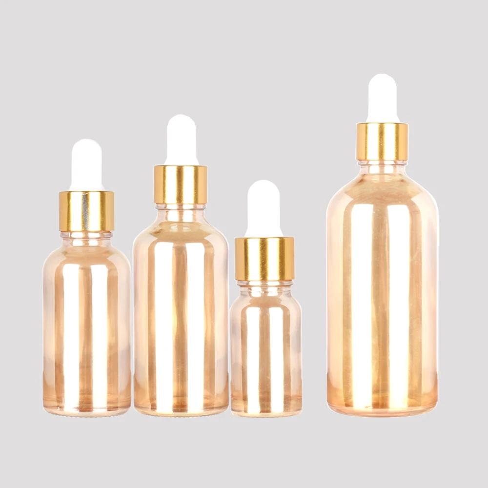 10ML Golden Refillable Dropper Bottle Frosted essential oil Glass Aromatherapy Liquid 5-100ml Drop for massage Pipette Bottles