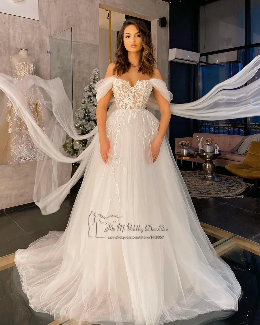 Vestido de Noiva Princesa Vintage Wedding Dress Lace Plus Size Bridal Dresses 2021 Beads off Shoulder Feminine Wedding Gowns