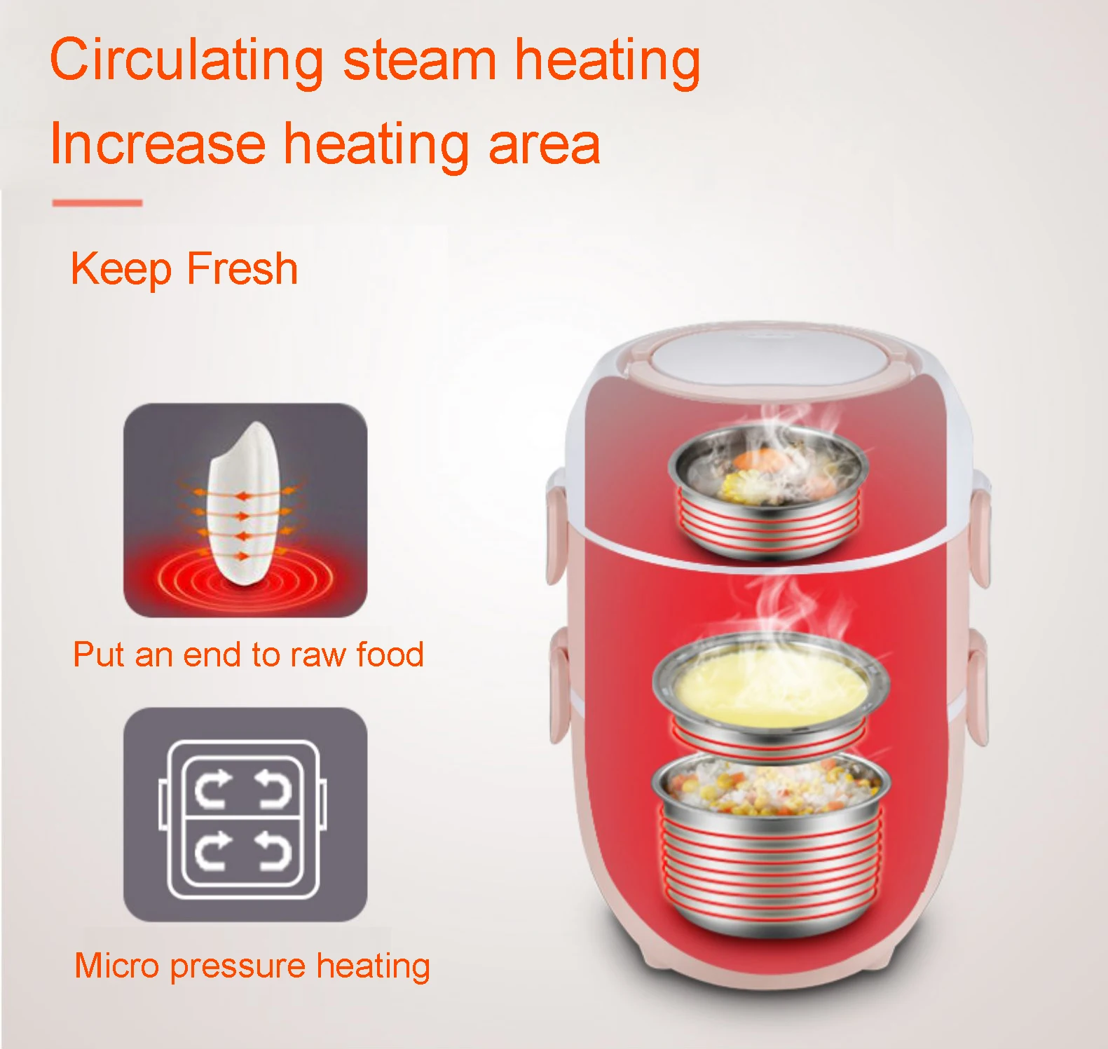 DMWD Mini Electric Rice Cooker Stainless Steel 2/3 Layers Meal Steamer Heater Thermal Heating Lunch Box Food Container Warmer EU