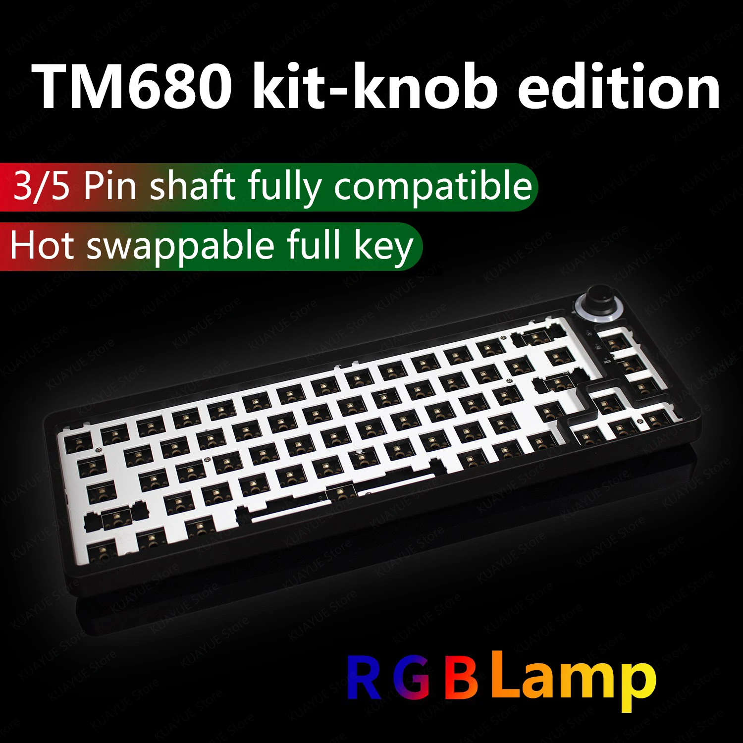 TM680 Single Three-mode Customized Knob Mechanical Keyboard Kit Hot-swappable RGB Lighting To Adjust Music Rhythm for Cherry