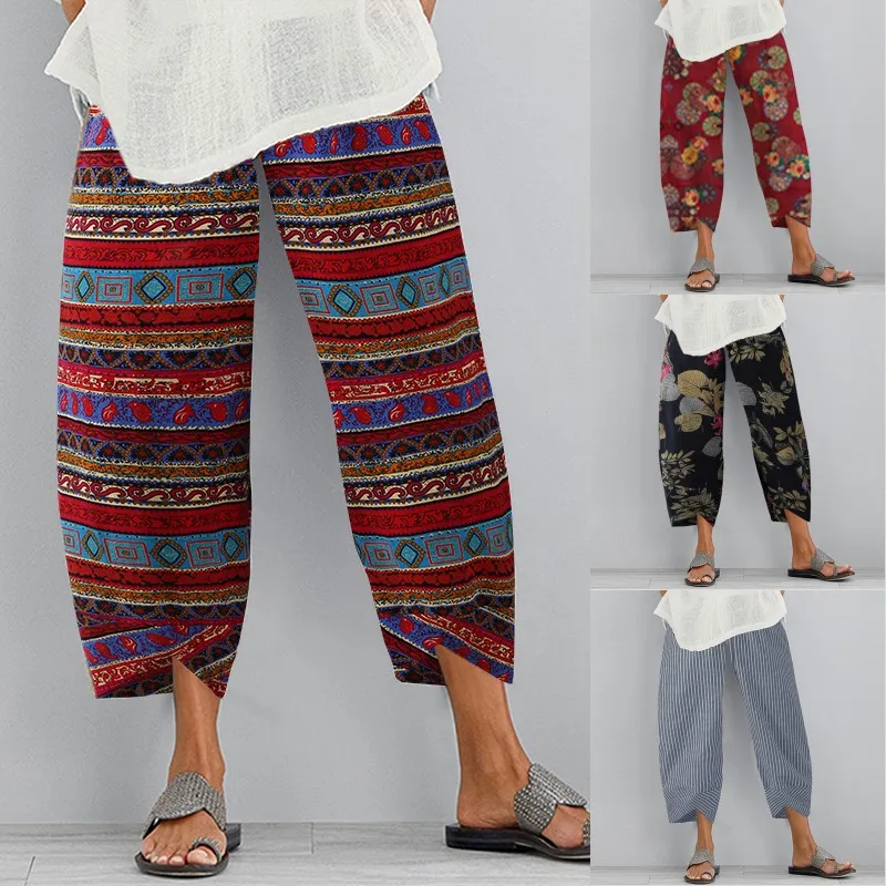 Oversized Turnip Printed Harem Pants 2023 ZANZEA Women Trousers Fashion Female Casual Floral Elastic WaistLong Pantalon Palazzo