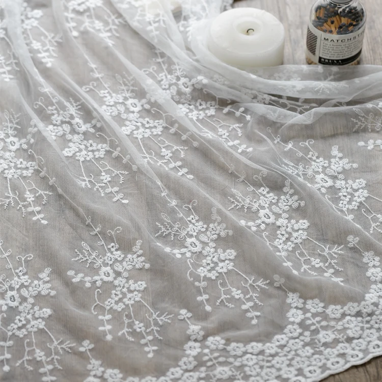 1yard Mesh cloth floral embroidery soft yarn lace fabric tablecloth lace embroidered cloth head clothing handmade diy