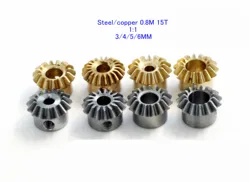 2 Stuk/partij Staal Koper 0.8 M 15 T 0.8 Modulus 15 Tanden 1:1 Conische Tandwieloverbrenging Voor 3 4 5 6 Mm M3