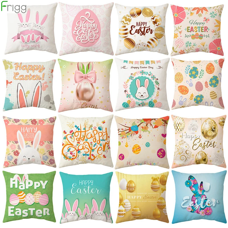 Frigg 45*45Cm Easter Decorations Cushion Cover Bunny Easter Eggs Pillowcase Cotton Cover Cushion Happy Easter Cushion Decorative