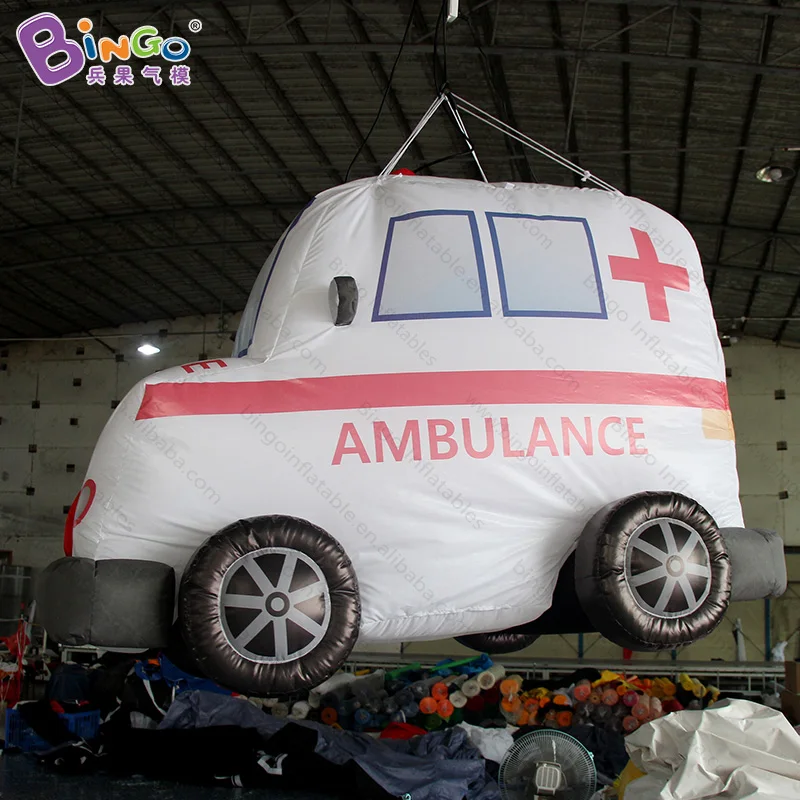 

Personalized 2.2x1.6 Meters Inflatable Ambulance for Children Education / Hanging-dec Cartoon Ambulance Balloon for Display Toys