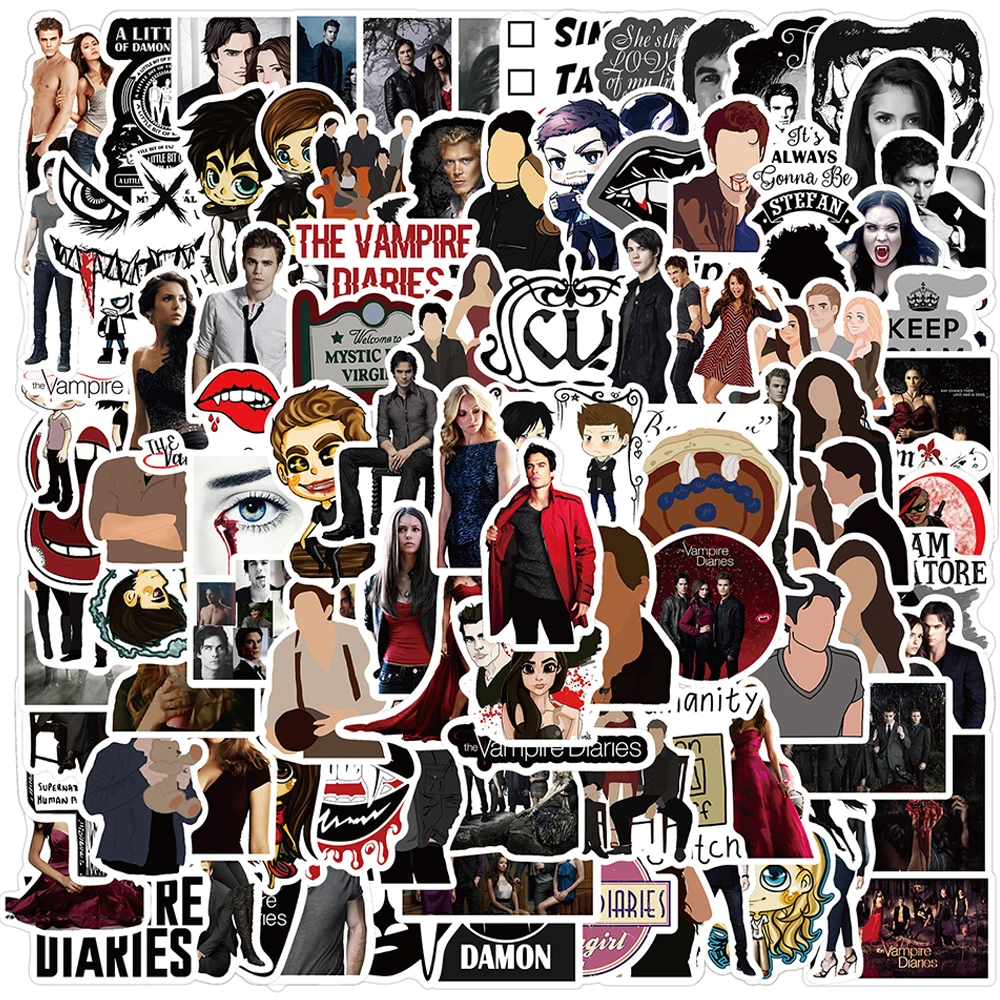 10/50/100pcs/pack The Vampire Diaries Classic TV Show Stickers Laptop Guitar Luggage Phone Bike Graffiti Sticker Decal Kid Toys