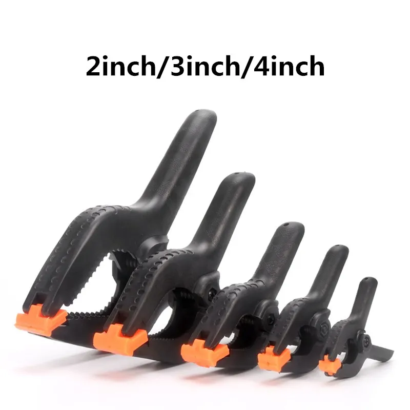 6pcs/lot 2/3/4inch Plastic Nylon Adjustable Woodworking Clamps Wood Working Tools Spring Clip Carpentry Clamps