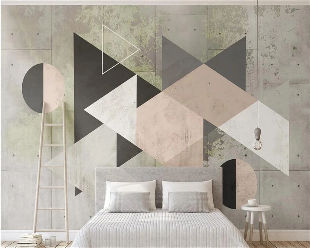 beibehang Custom wallpaper 3d mural retro geometric triangle color block stitching nordic minimalist tv background wall обои 3d