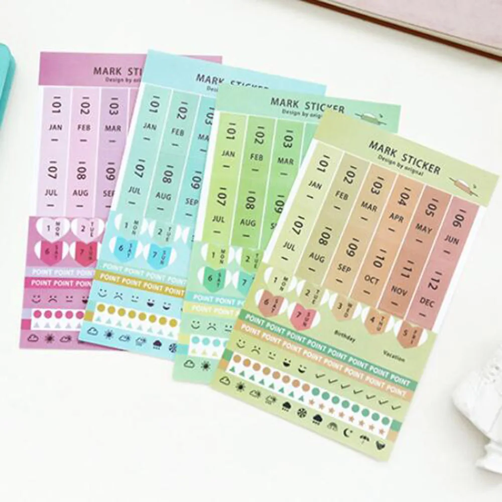 Multi-Color Self Adhesive Mini DIY Leather Monthly Calendar Index Tabs For Appointment Book Events Diary Scrapbook Planner