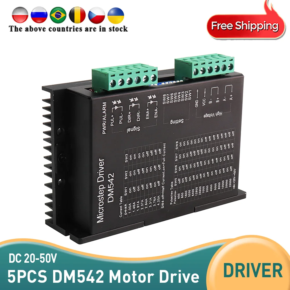 

5pcs Stepper motor driver cintroller DM542 micro brushless DC motor shell for 42 57 stepper motor Nema17 Nema23