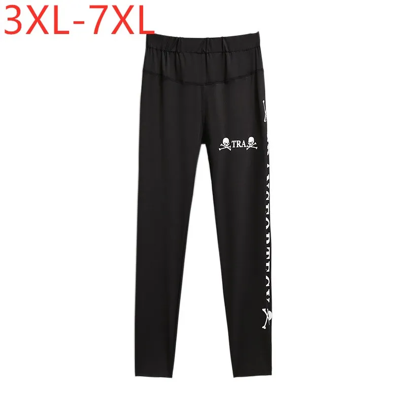 Nuovo 2022 signore primavera autunno Plus Size pantaloni a matita per le donne grandi Slim Casual stampa nera pantaloni lunghi 3XL 4XL 5XL 6XL 7XL