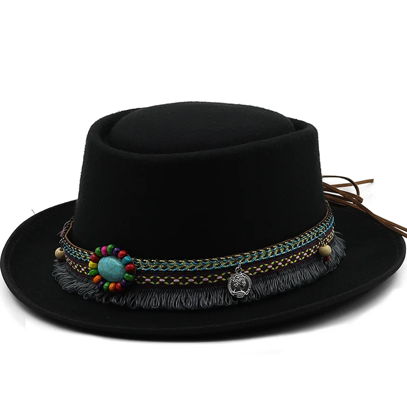 Classic Wool Soft Felt Pork Pie Hat Fedora For Men Women Autumn Winter Wool Hat Curved Brim hat