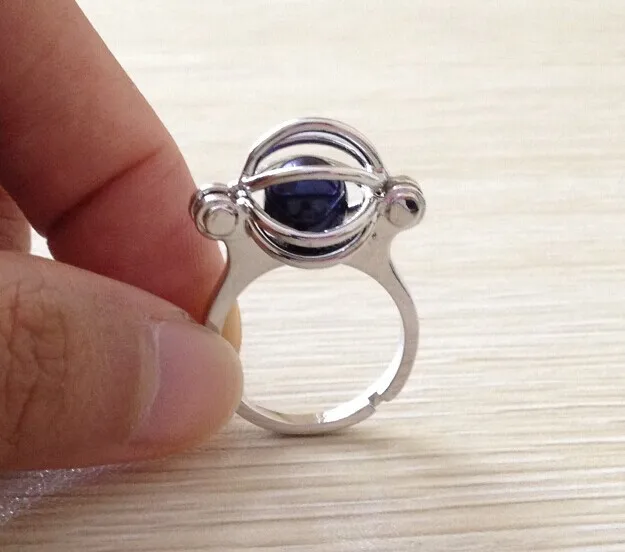 18kgp Ball Ring Mounting Adjustable Size Can Open & Hold 8 MM Pearl Gem Stone Bead Ring Cage