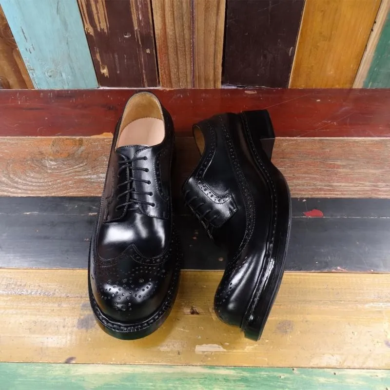 Vintage Carved Brogue Shoes Men Handmade Business Genuine Leather Cowhide Oxfords Shoes Mens Large Size 45 46 Formal Dress Shoes