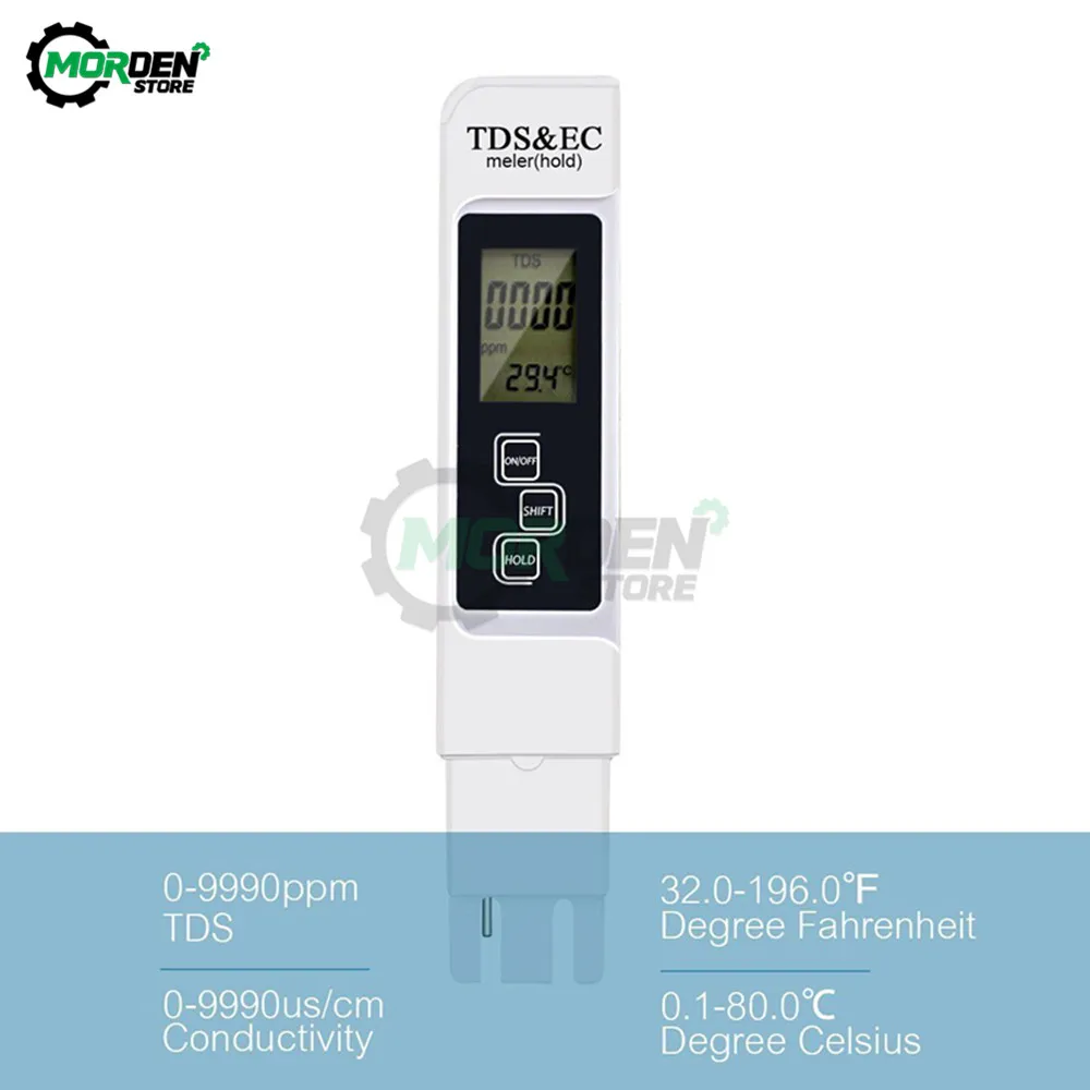 3 In 1 TDS EC Meter Temperature Tester pen Conductivity Water Quality Purity Measurement Tool TDS/EC/TEMP Tester