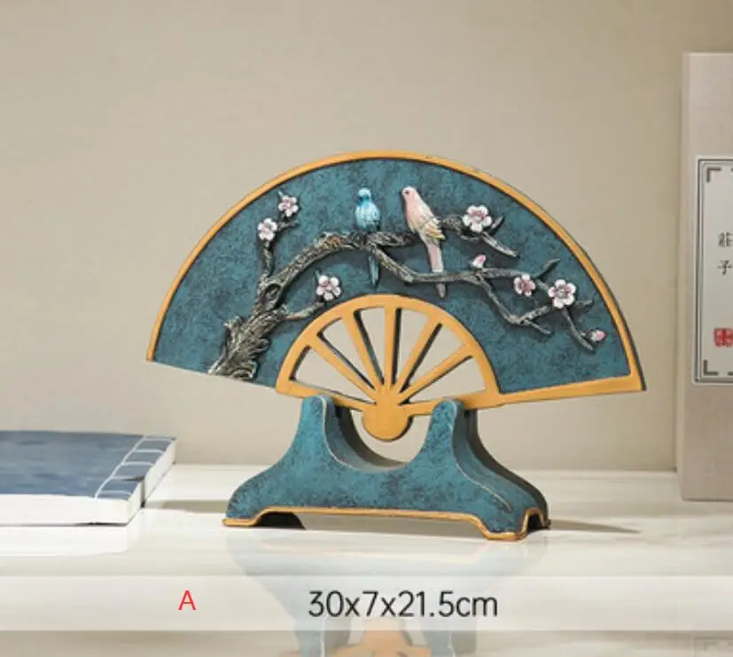 

New Resin creative fan decoration living room Zen crafts new Chinese style Bogu frame screen decoration