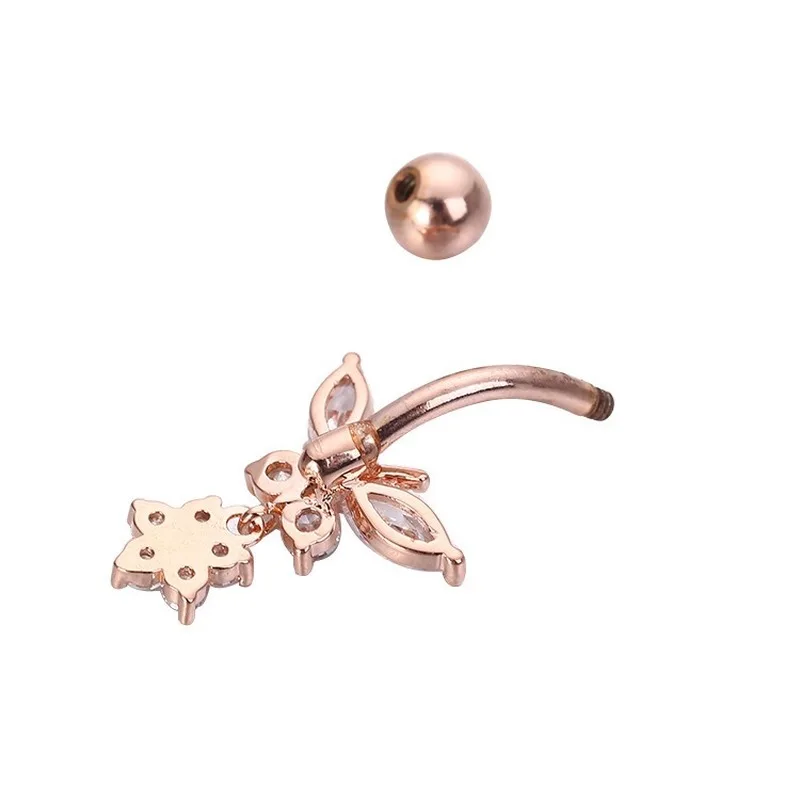 1 pc New Butterfly Zircon Fashion High Quality Surgical Steel Navel Piercing Belly Button Rings Belly Piercing Body Jewelry