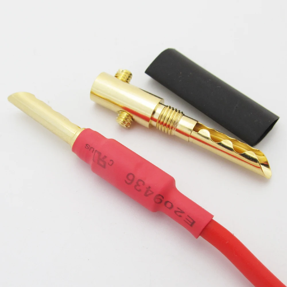 50pcs Gold Plated Hollow Pin Banana BFA-Z 4mm Speaker Cable Connector w/Heatshrink