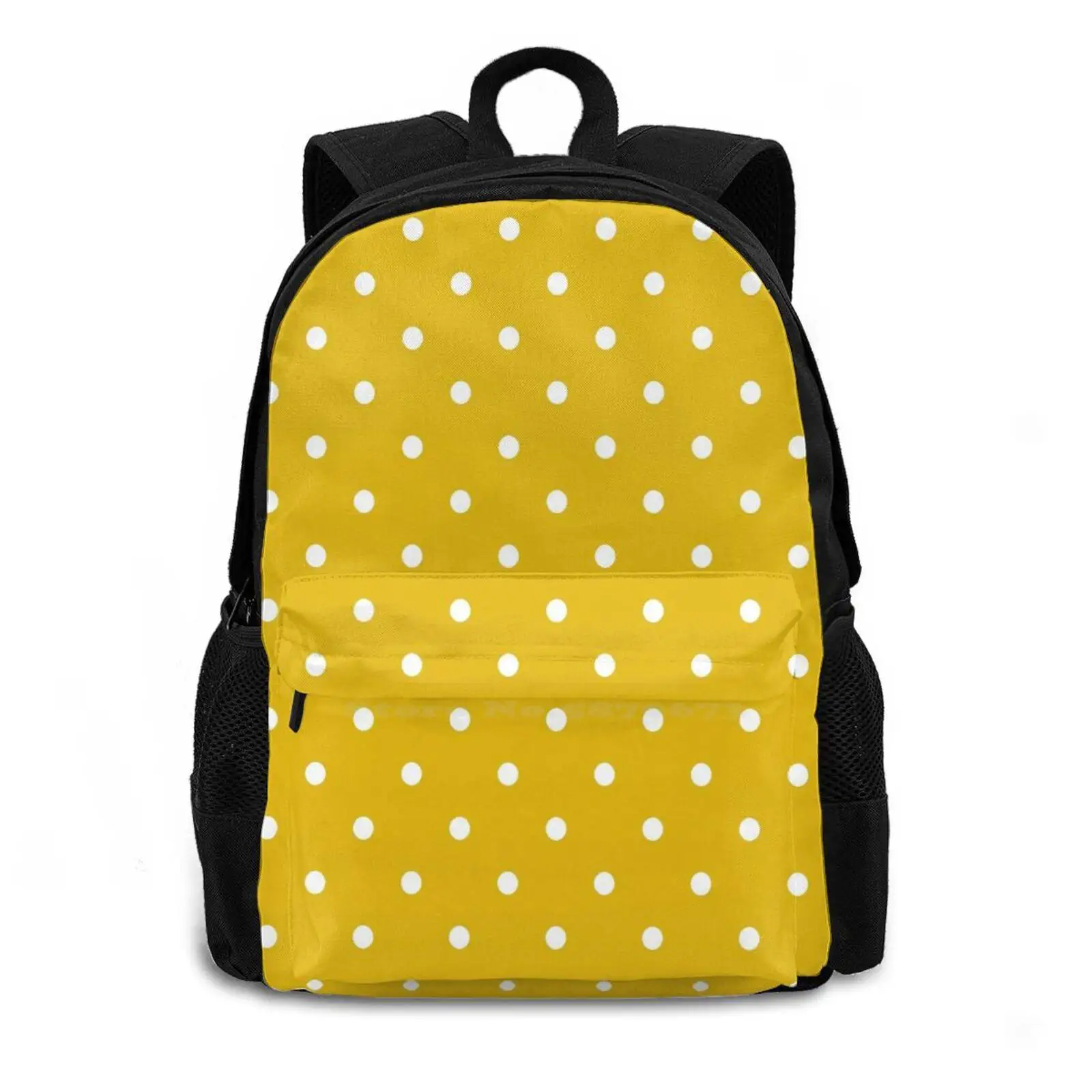 Mustard Yellow Small Polka Dots Hot Sale Schoolbag Backpack Fashion Bags Bright Canary Circles Colorful Dots Gold Hue Interior