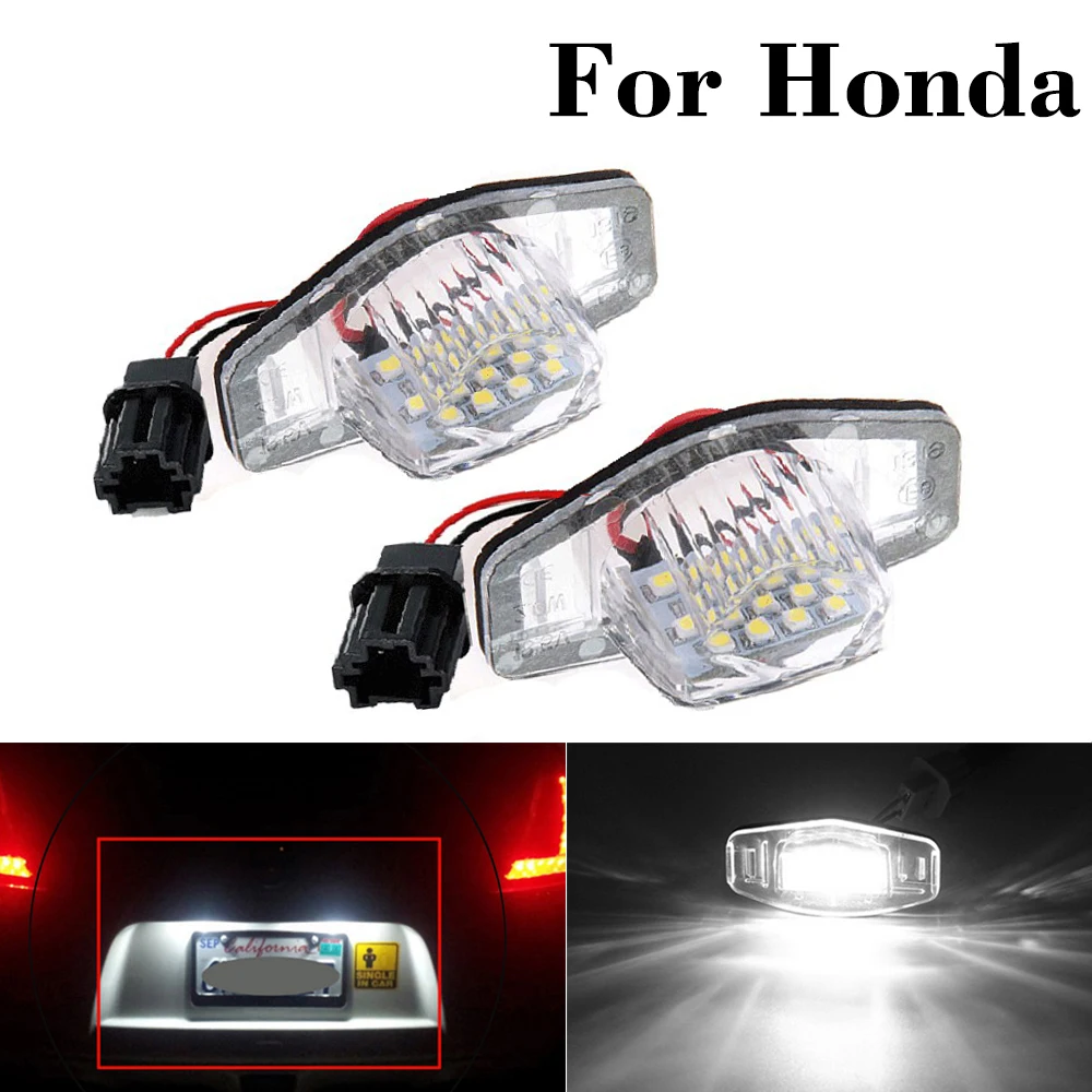 

2Pcs Car License Number Plate Light LED Lamp White Light Canbus For Honda Crosstour CR-V FR-V HR-V Insight Jazz Odyssey Stream