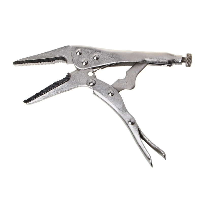 7Inch Locking Pliers Long Nose Straight Jaw Lock Vise Grip Clamp Hand Tool 165mm Silver