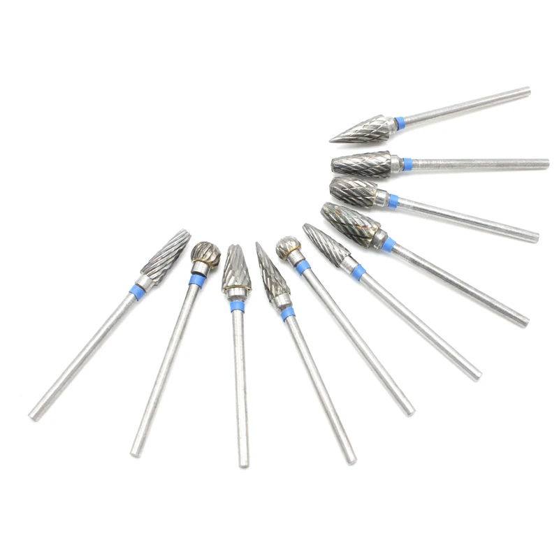 10Pcs/Set Tungsten Steel Dental Carbide Burs Lab Burrs Tooth Drill Dental Lab Materials Dentist Instrument Diameter 2.35mm