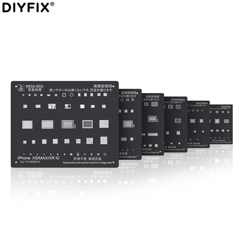 MEGA-IDEA High Precision Steel Mesh Motherboard CPU CHIP IC BGA Reballing Stencil Planting Tin Net For Iphone 6-11 Pro Max