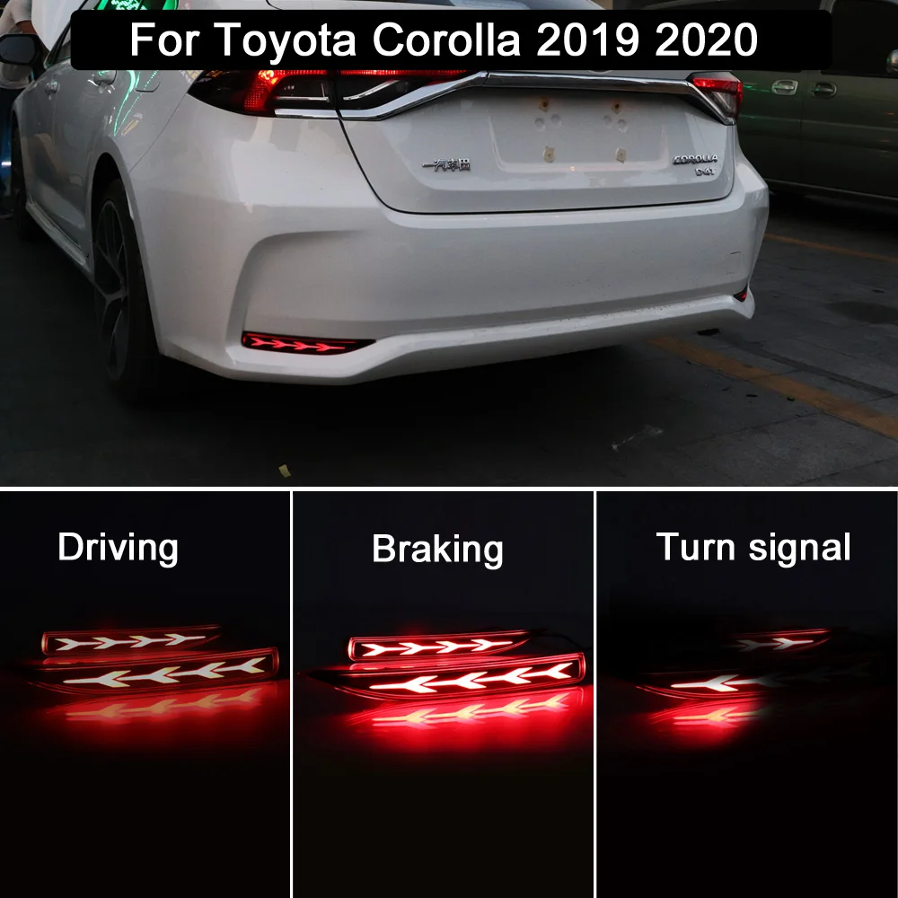 

3-in-1 LED Rear Bumper Reflector Warning Light Driving Light Braking Brake Light Turn Signal Light For Toyota Corolla 2019 2020