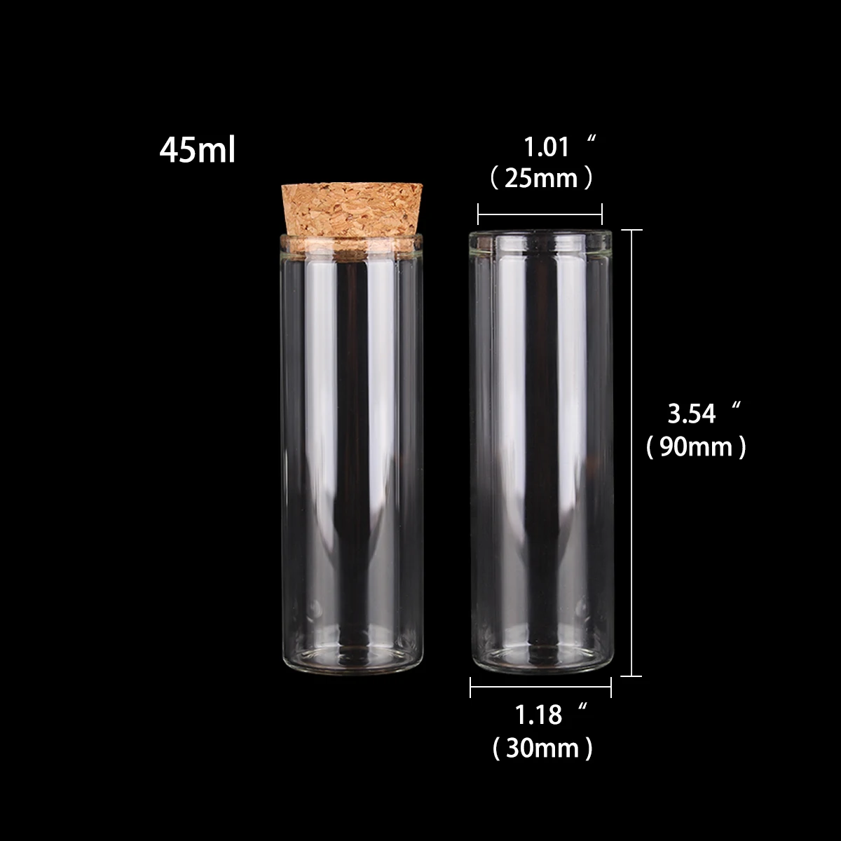 15 ml/25 ml/30 ml/35 ml/40 ml/45 ml/50 ml/55 ml/60 ml/80 ml/100 ml Kleine Glazen Reageerbuis met Kurk Dragees Potten Flessen 24 stuks