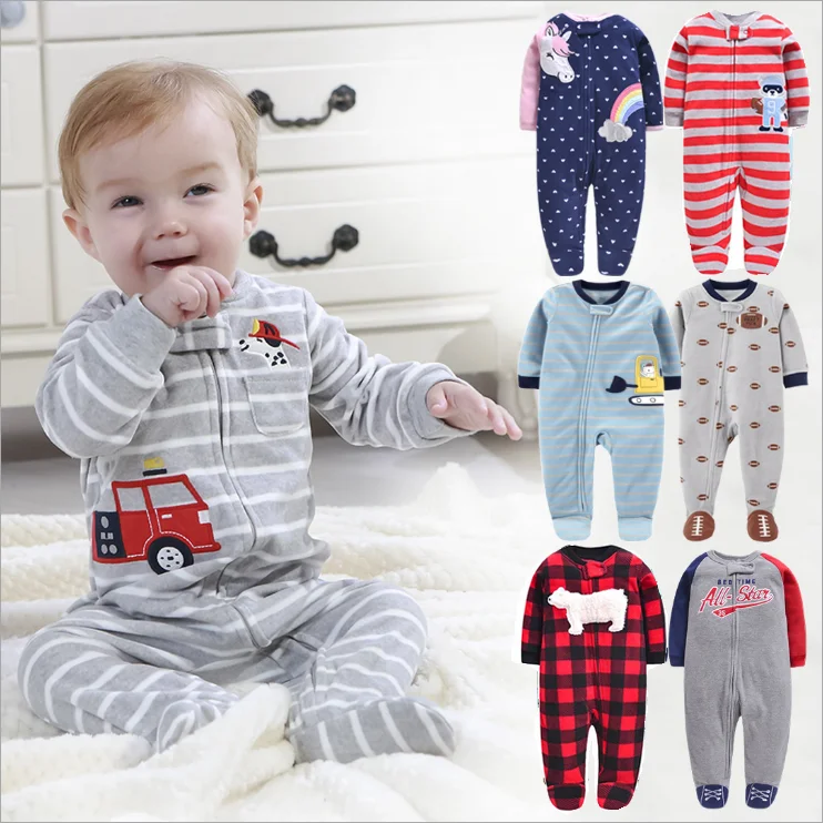 

Newborn Baby Rompers 2019 Fall Winter Fleece Warm Little Brother Sister All Star Footed Baby Pajamas Infant jumpsuits Sleepwear