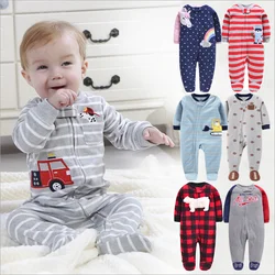 Newborn Baby Rompers 2019 Fall Winter Fleece Warm Little Brother Sister All Star Footed Baby Pajamas Infant jumpsuits Sleepwear