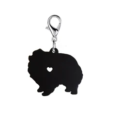 Pomeranian Black dog Key chain with 11mm  plating lobster clasp drawing effect Fashion jewelry Keychains accessories for women