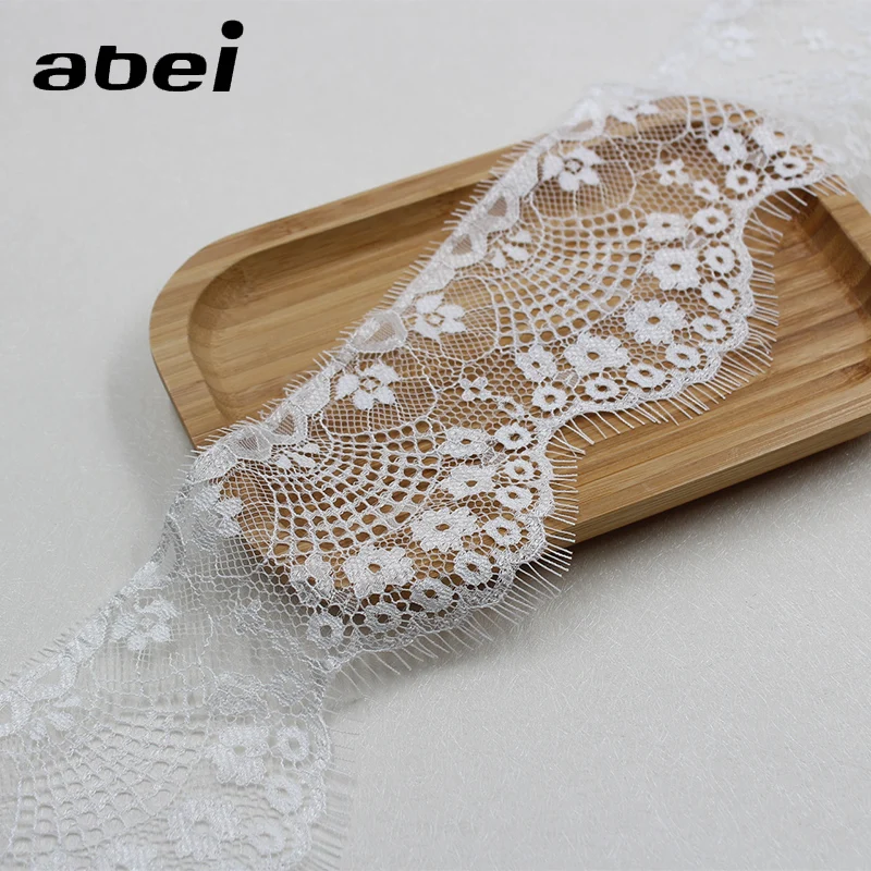 9.5cm 3yards White Black French Eyelash Lace Ribbon Handmade Sewing Garments Accessories DIY Dress Edge Wrapping Embroidery lace