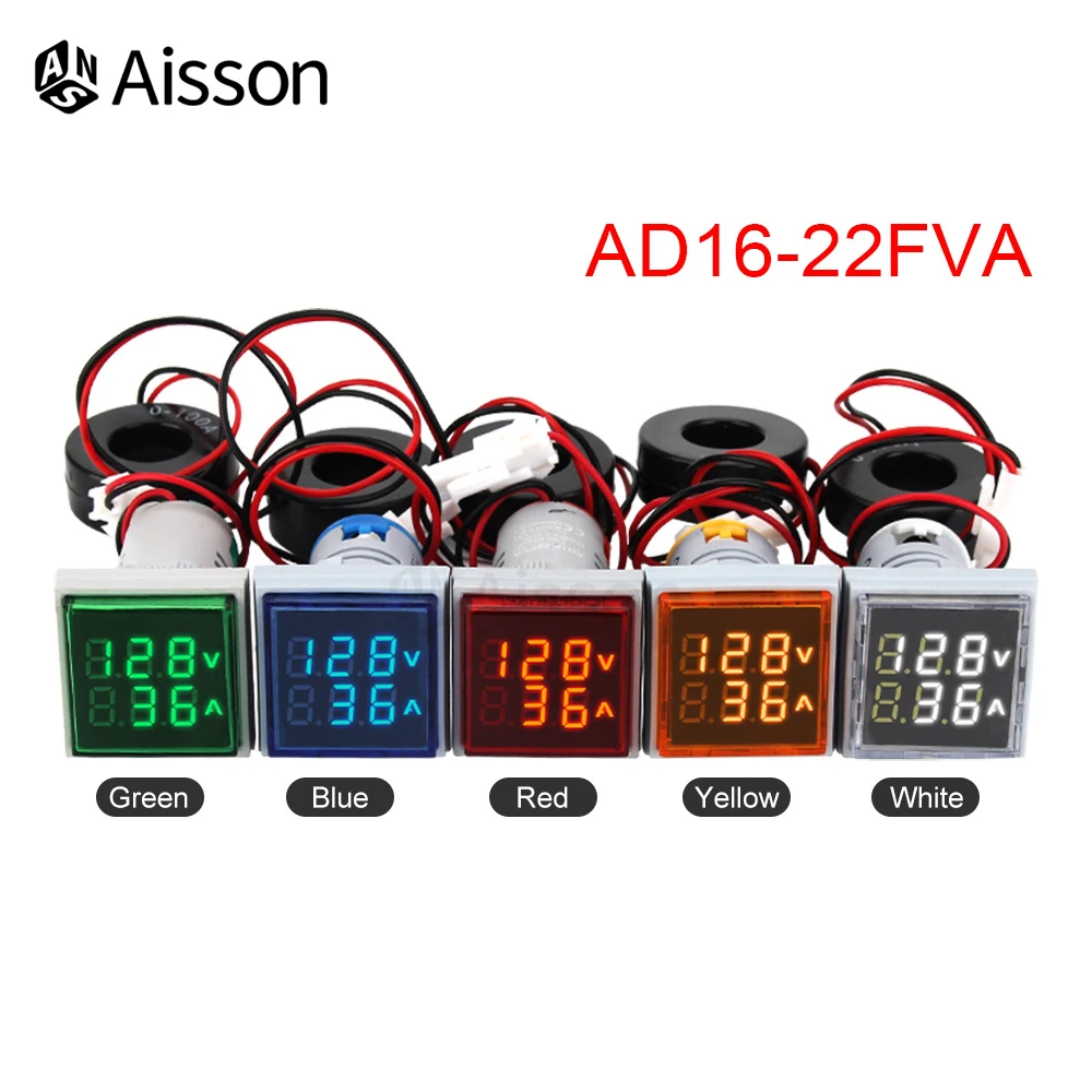 LED Digital Voltmeter Ammeter Voltage Current Indicator Light Pilot Lamp Signal Lights Meter AC 50~500V 22mm